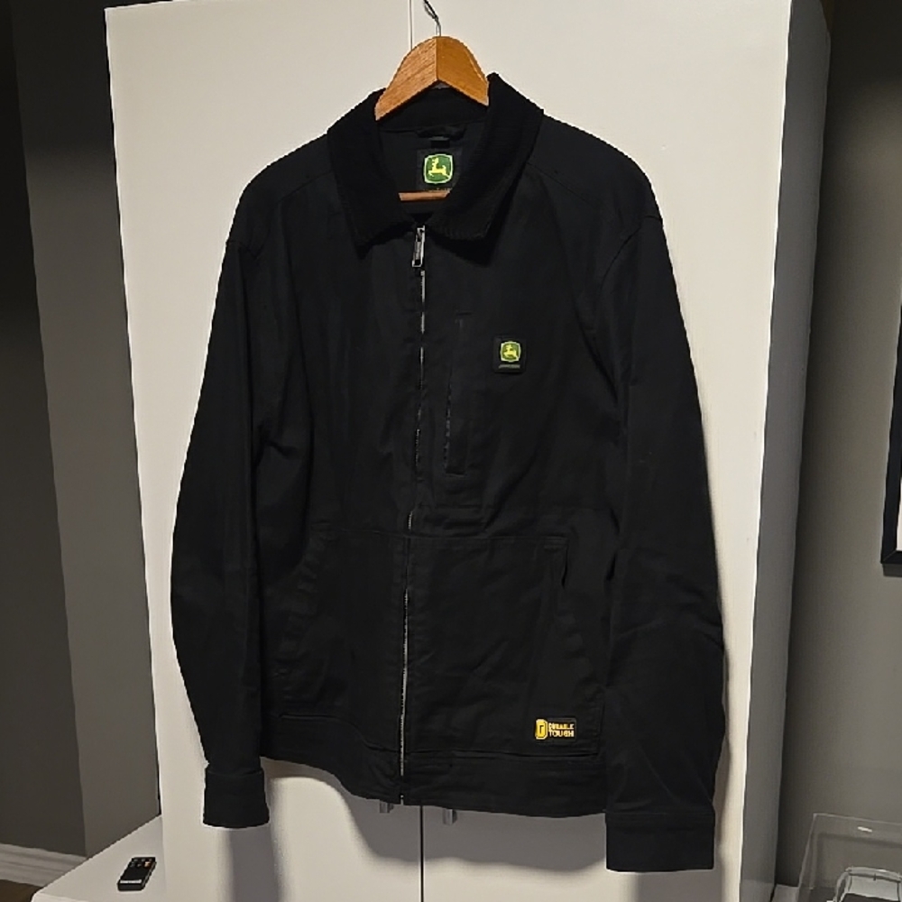 John Deere Men's Black Zip-Up Jacket